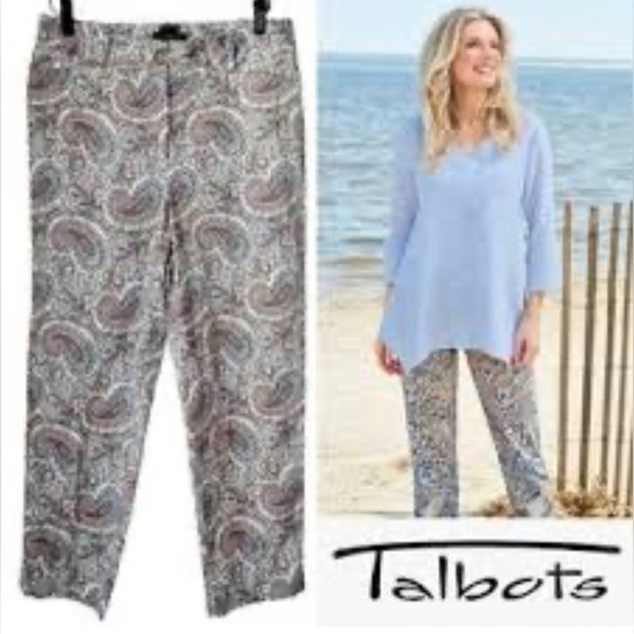 Talbots The Perfect Crop Paisley Pants Size 18 Petite - Picture 1 of 7
